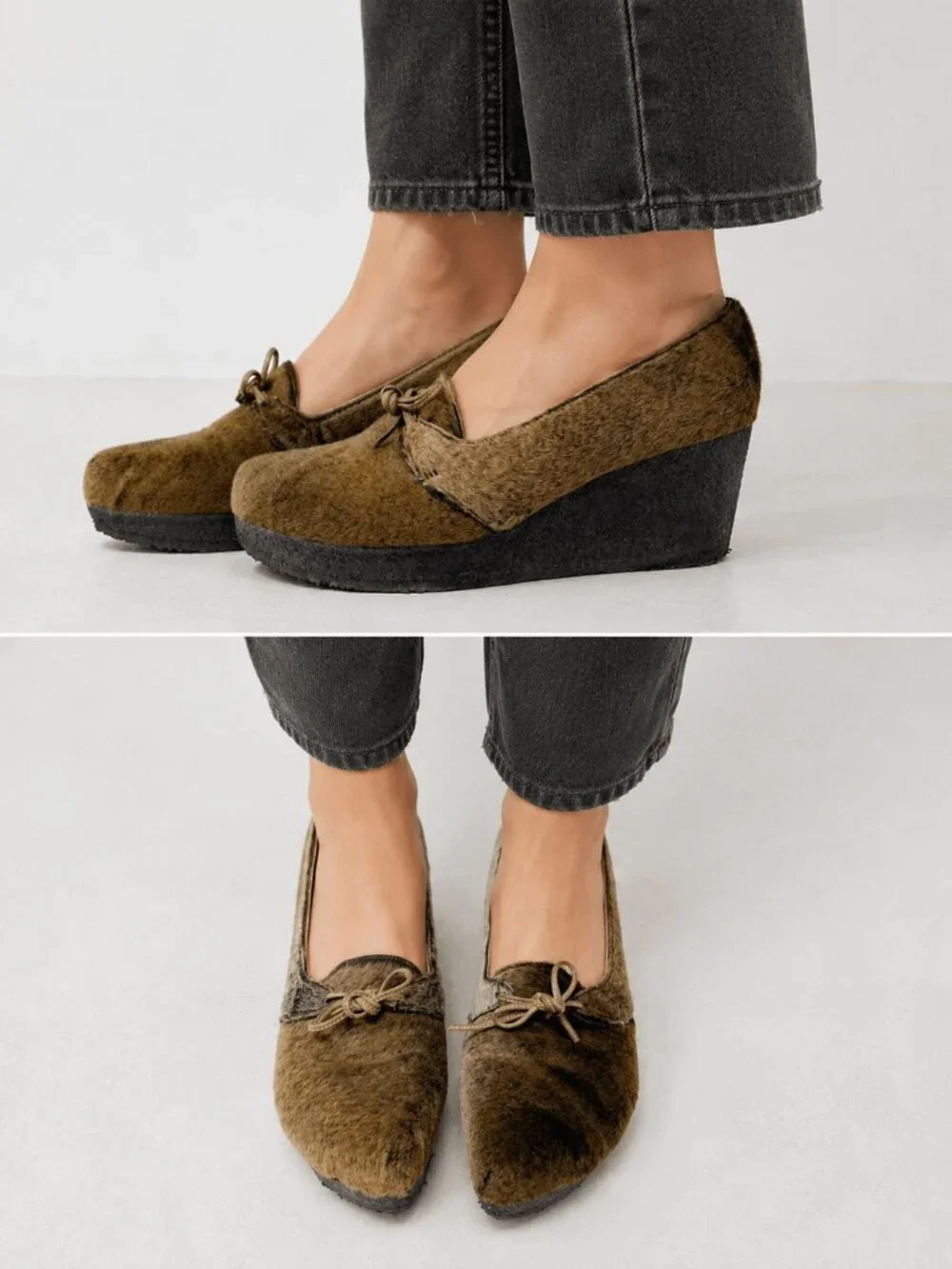 Trans-Parents Italian Real Fur Wedge Heels Sz 37